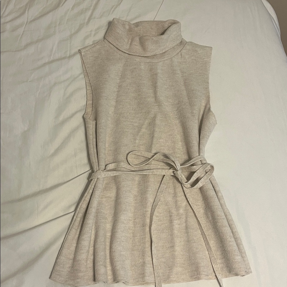 Zara Cream Knit Turtleneck Top
